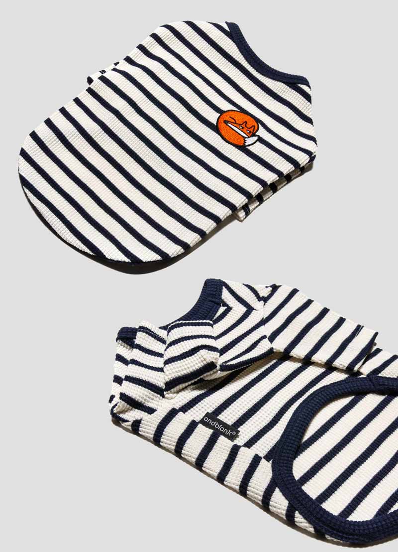 andblank Captain Fox Stripe Sleeve Shirt - Black/White - CreatureLand