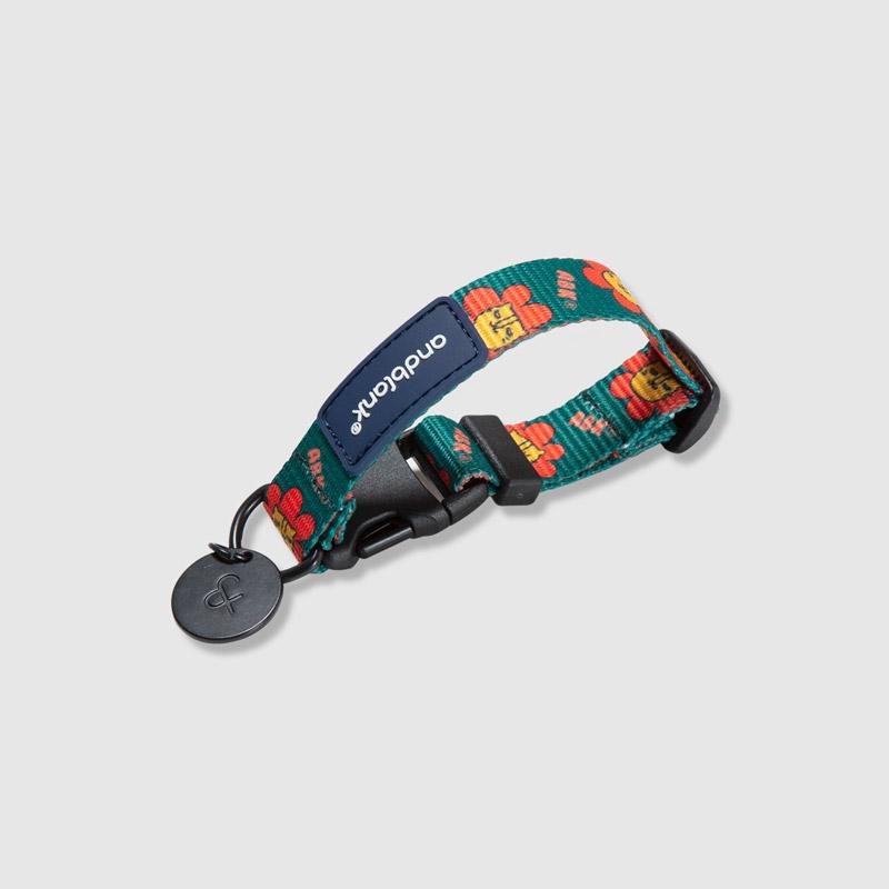 andblank Flower Lion Pet Collar - Green - CreatureLand