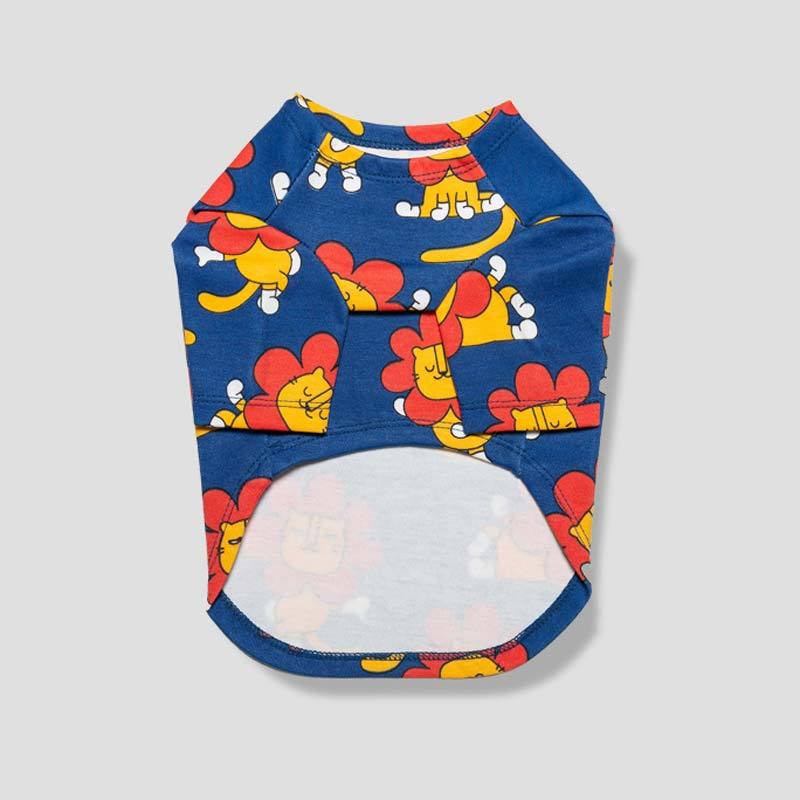 andblank Flower Lion Sleeve Shirt - Blue - CreatureLand