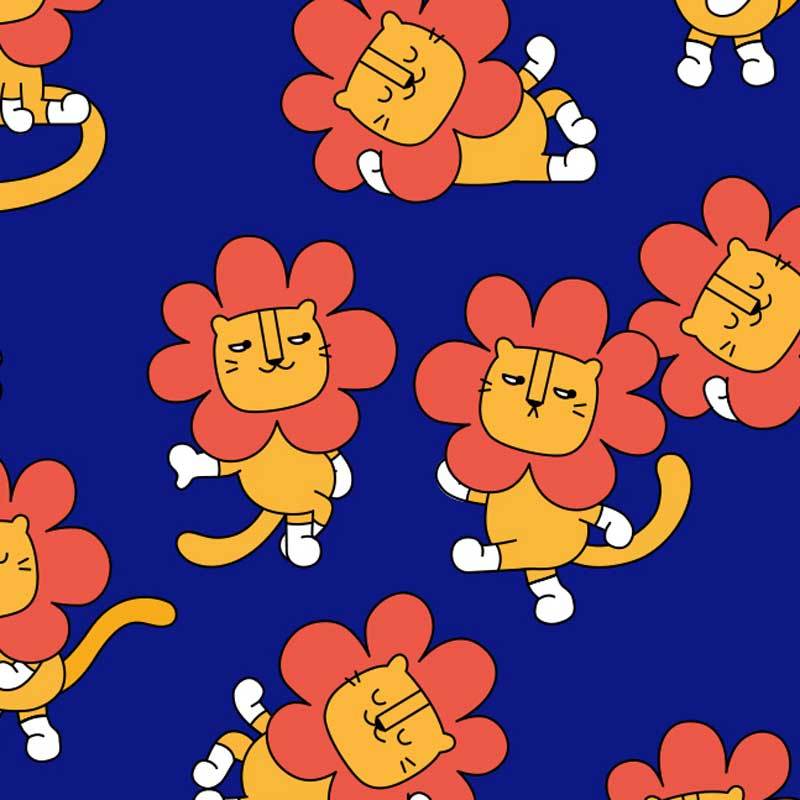 andblank Flower Lion Sleeve Shirt - Blue - CreatureLand