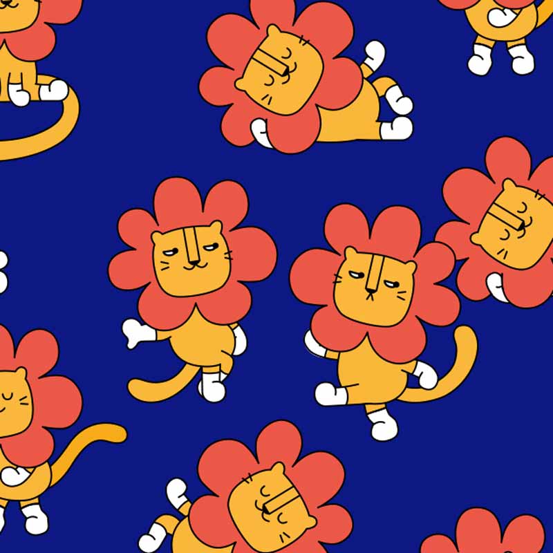 andblank Flower Lion Sleeveless Shirt - Navy - CreatureLand