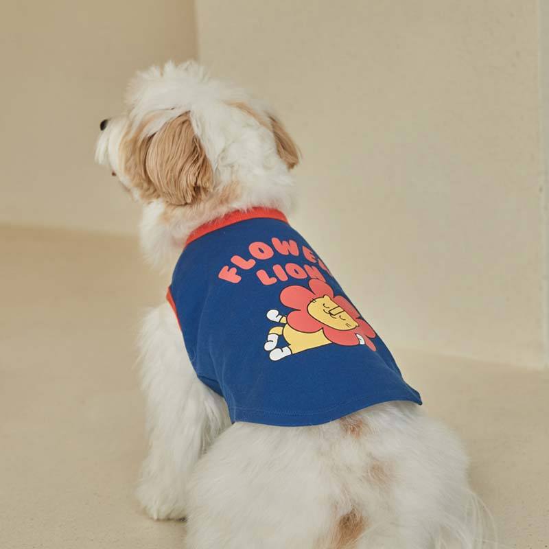 andblank Flower Lion Sleeveless Shirt - Navy - CreatureLand