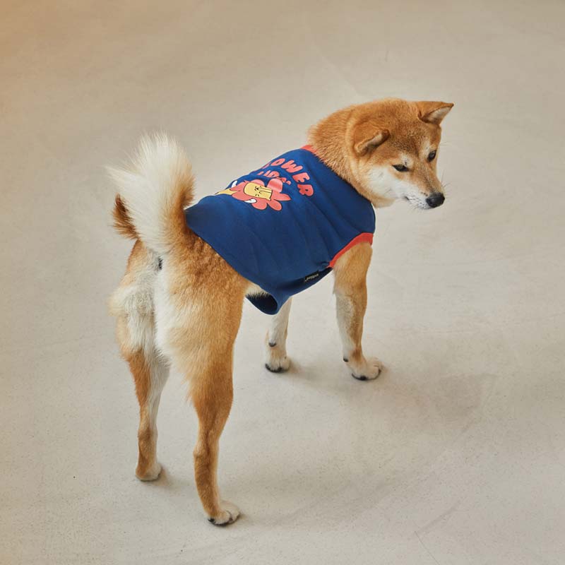 andblank Flower Lion Sleeveless Shirt - Navy - CreatureLand