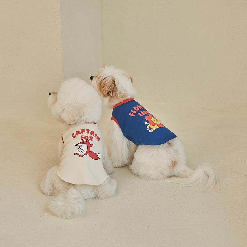andblank Flower Lion Sleeveless Shirt - Navy - CreatureLand