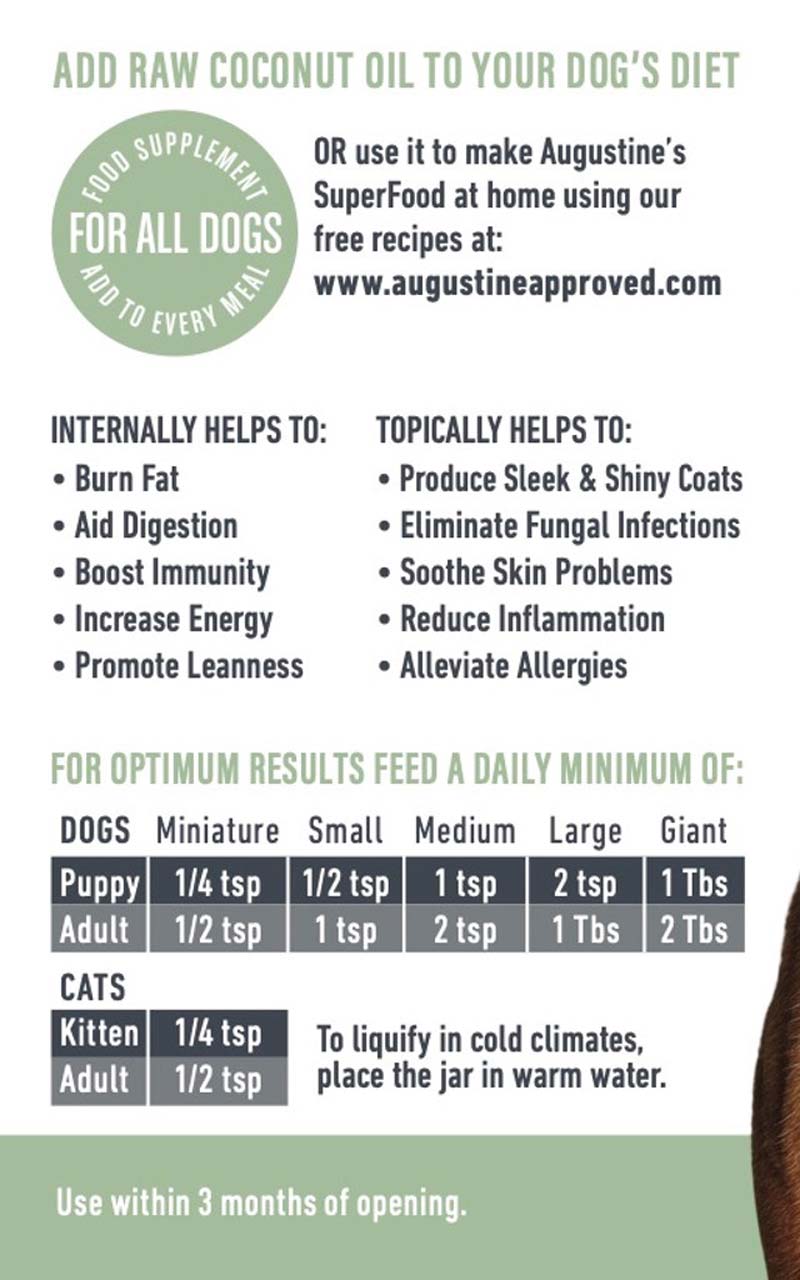 Augustine Approved Certified Organic Raw Coconut Oil For Dogs and Cats - 280g - CreatureLand
