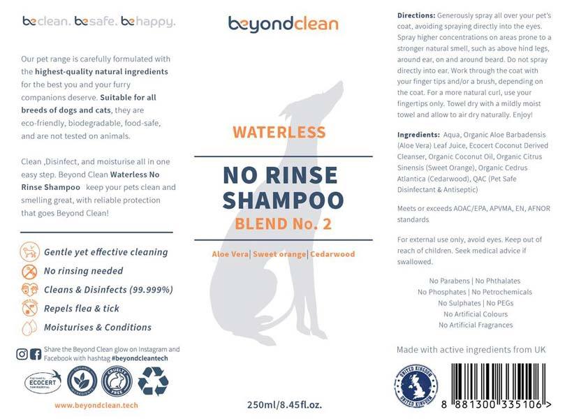 Beyond Clean Waterless No-Rinse Shampoo Blend No. 2 - Organic Sweet Orange & Cedarwood (Spray/Foam) - CreatureLand