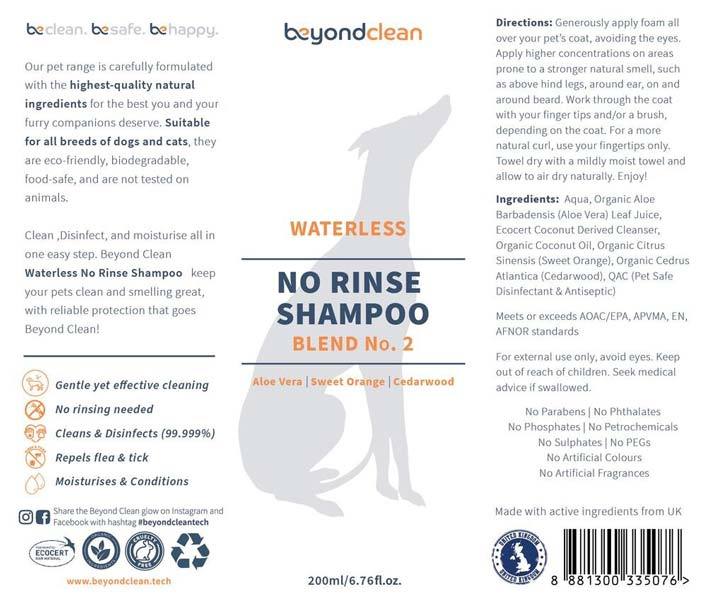 Beyond Clean Waterless No-Rinse Shampoo Blend No. 2 - Organic Sweet Orange & Cedarwood (Spray/Foam) - CreatureLand