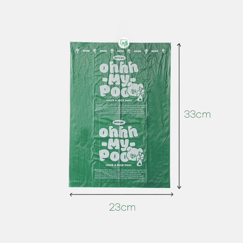 Bite Me Ohhh My Poo - Oxo-Bio Degradable Poop Bag | 8 Rolls, 120 Bags - CreatureLand