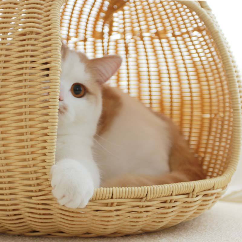CatsCity Rattan Cave Pet Bed - CreatureLand