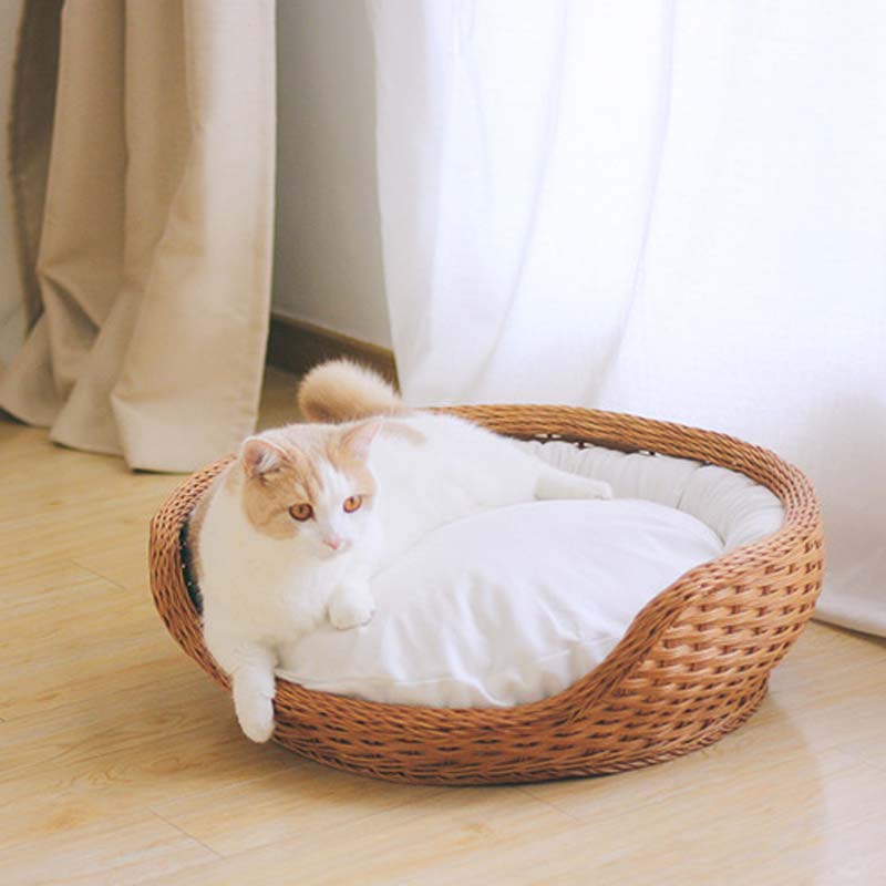 CatsCity Rattan Nest Pet Bed - CreatureLand