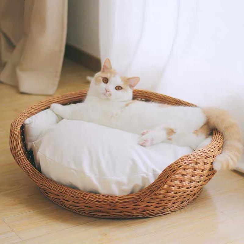 CatsCity Rattan Nest Pet Bed - CreatureLand