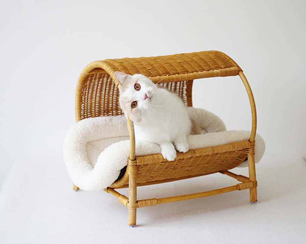 CatsCity Rattan Pavilion Pet Bed - CreatureLand