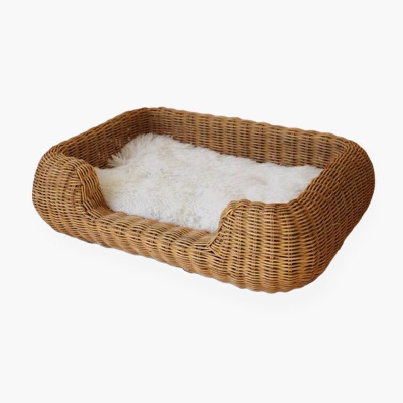 CatsCity Rattan Rectangle Pet Bed - CreatureLand