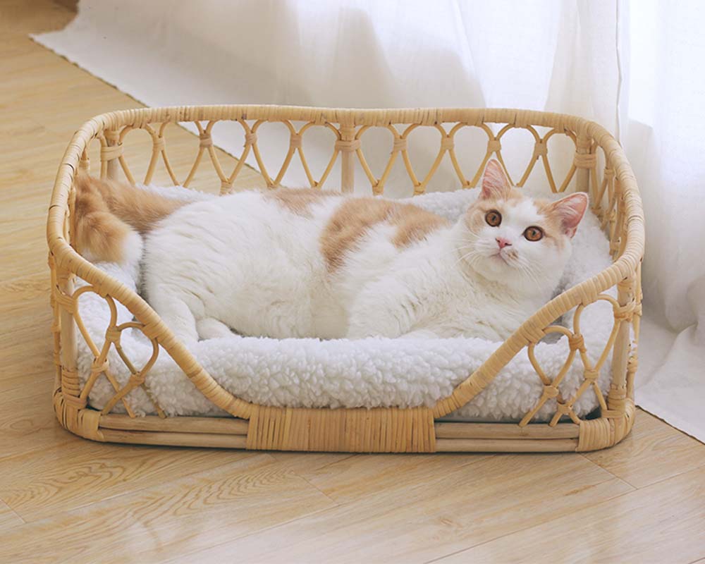 CatsCity Rattan Weave Pet Bed - CreatureLand