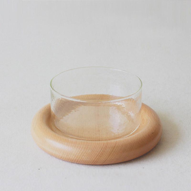 CatsCity Wooden Pet Glass Bowl - CreatureLand