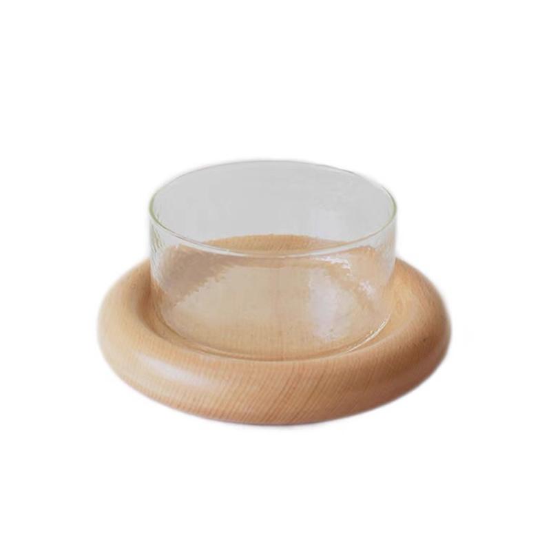 CatsCity Wooden Pet Glass Bowl - CreatureLand