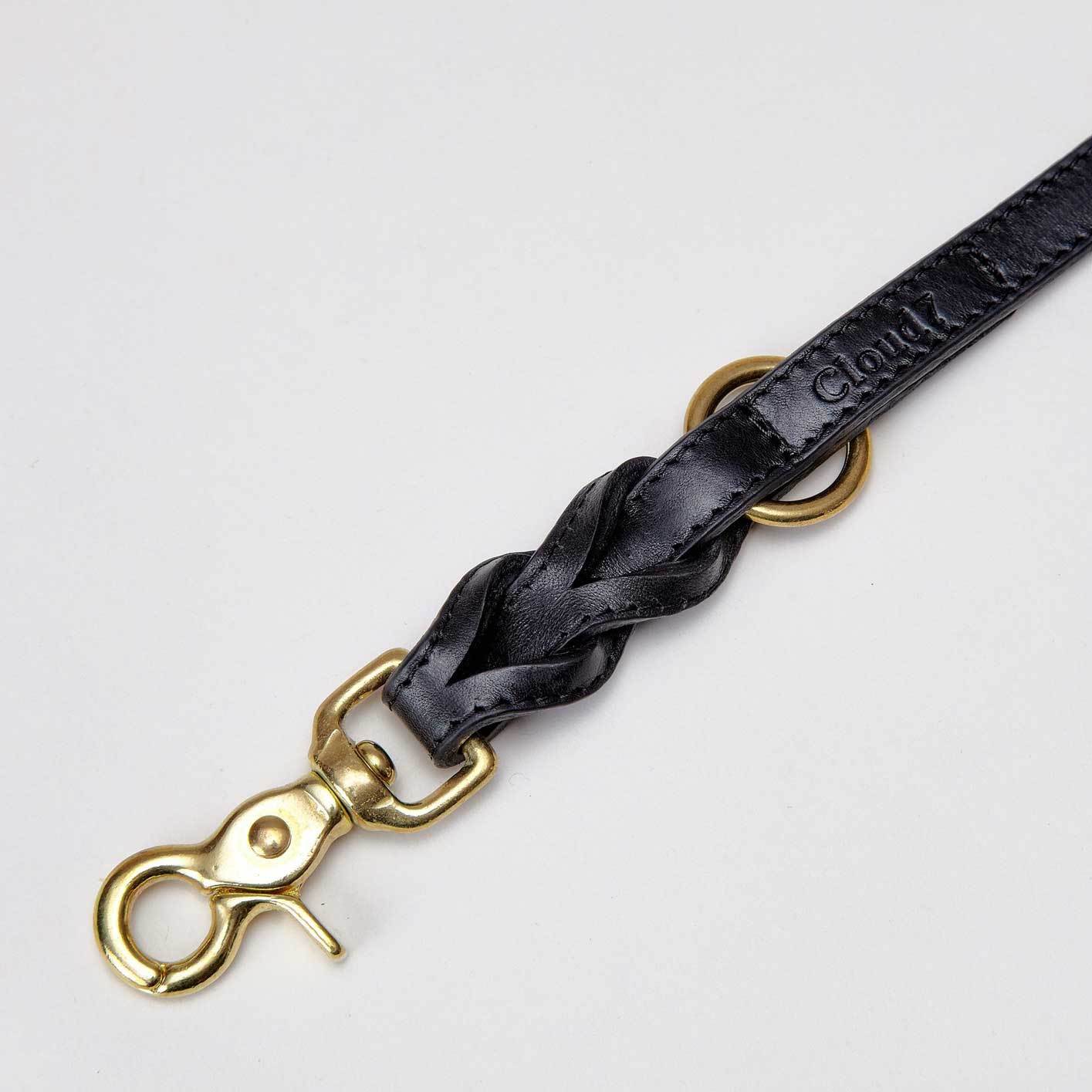 Cloud7 Dog Leash Hyde Park Braided Leather - Black - CreatureLand