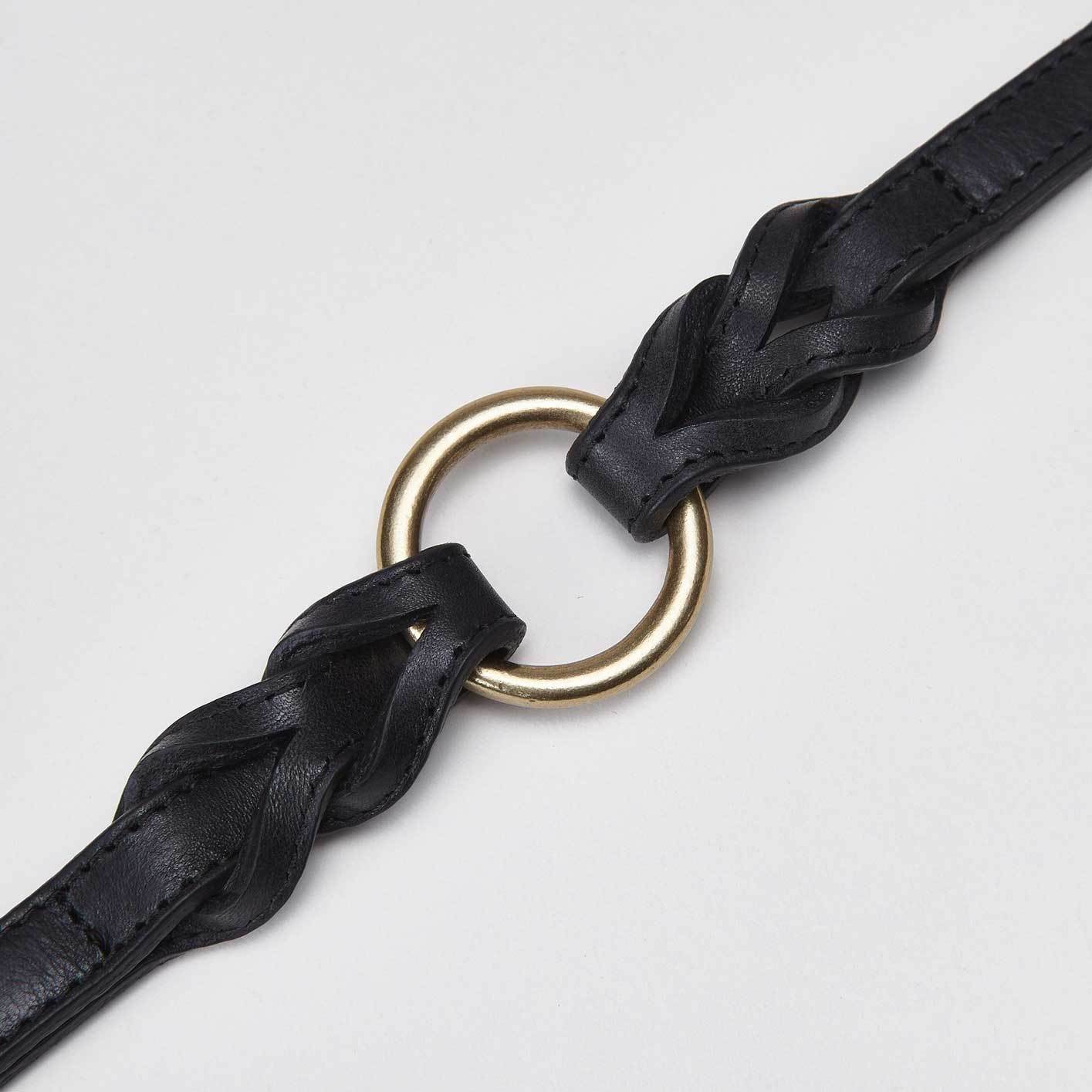 Cloud7 Dog Leash Hyde Park Braided Leather - Black - CreatureLand