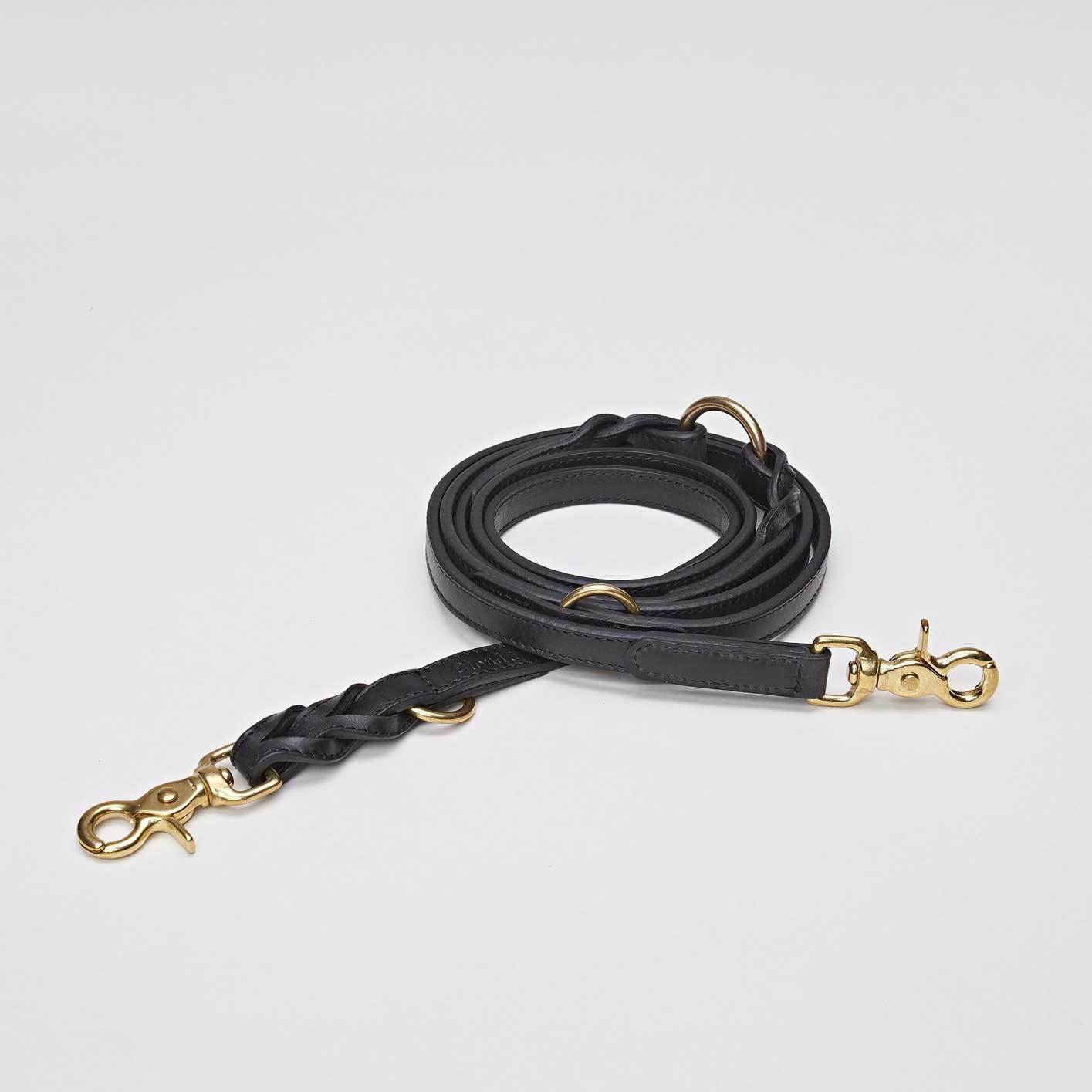 Cloud7 Dog Leash Hyde Park Braided Leather - Black - CreatureLand