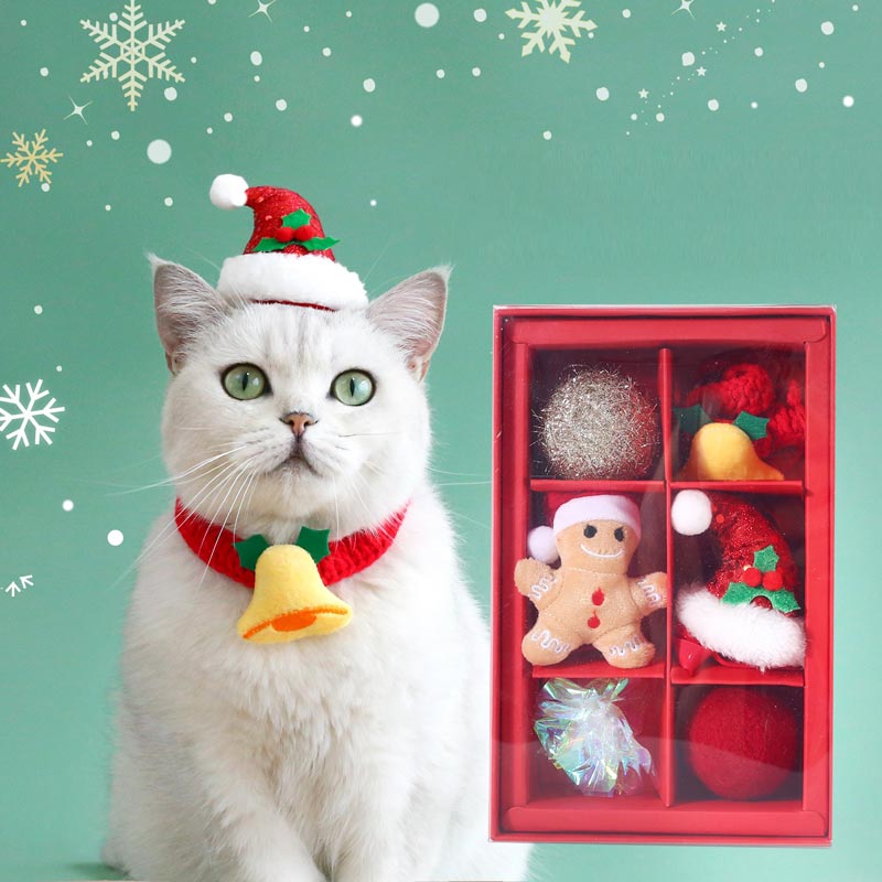 CreatureLand Christmas Cat Accessories & Toys Gift Box (Set of 6) - CreatureLand