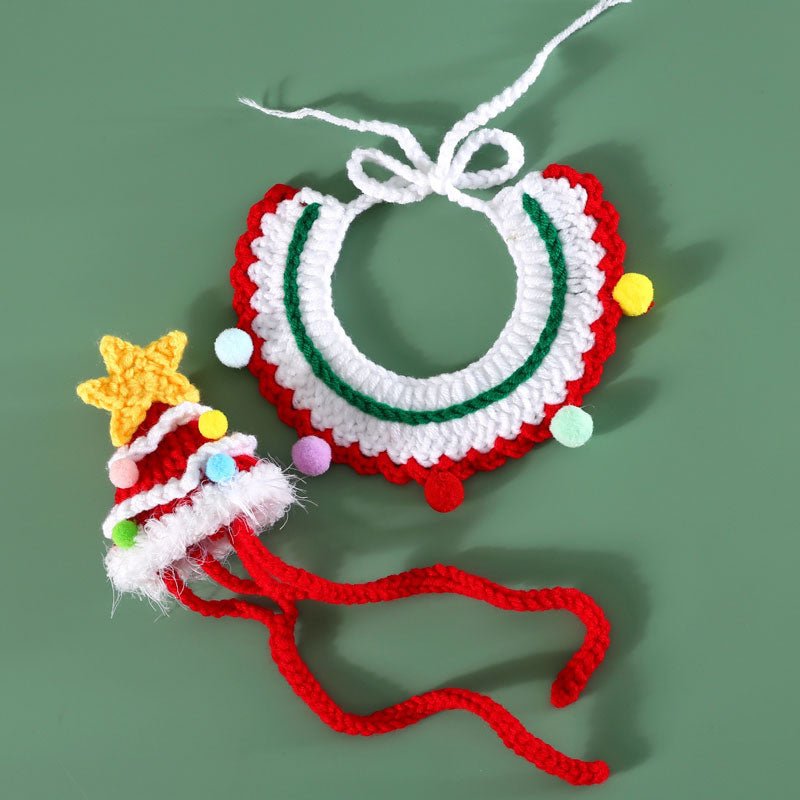 CreatureLand Knitted Christmas Hat & Bib Set - CreatureLand