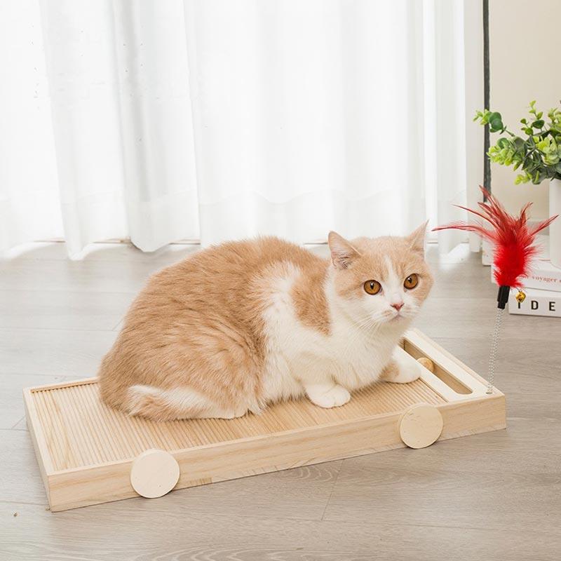CreatureLand Wooden Cart Cat Scratcher - CreatureLand