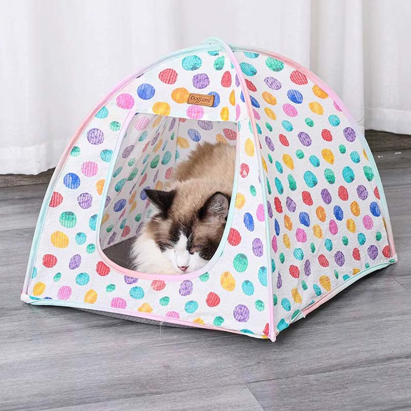 DogLemi Rainbow Dots Pet Tent - CreatureLand