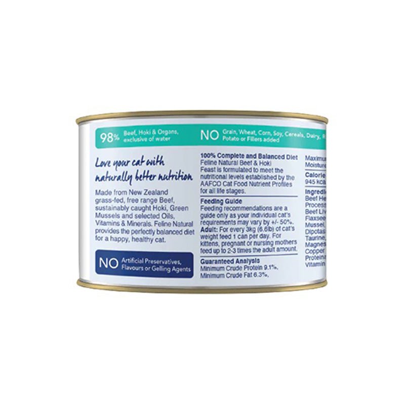 Feline Natural Beef & Hoki Feast Canned Cat Food (170g) - CreatureLand