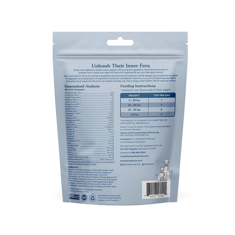 Fera Pet Organics Multivitamin Milk Topper For Dogs & Cats (180g) - CreatureLand