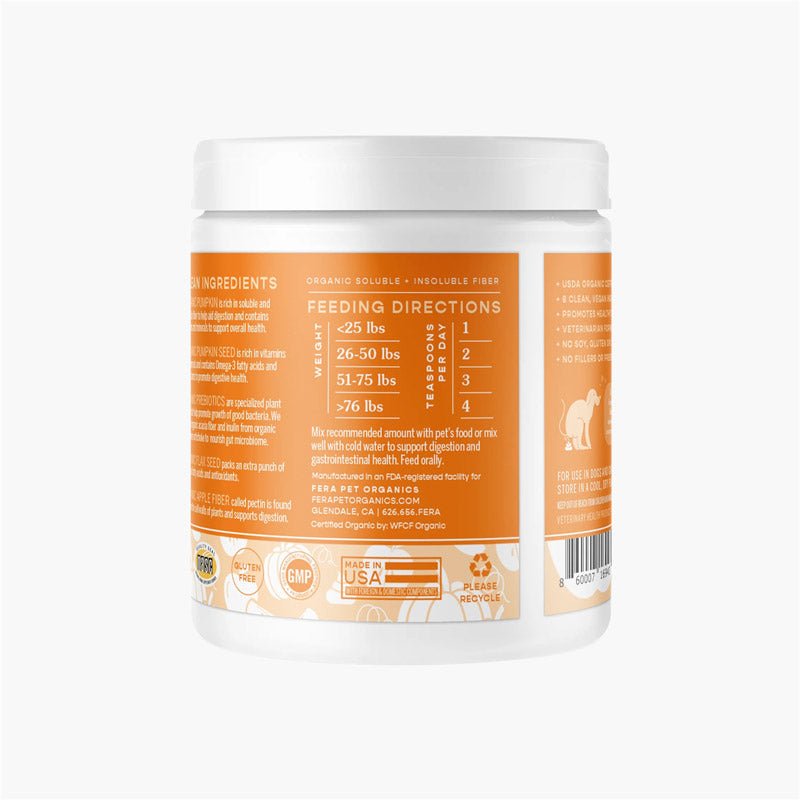 Fera Pet Organics Pumpkin Plus Fiber Support For Dogs and Cats - CreatureLand