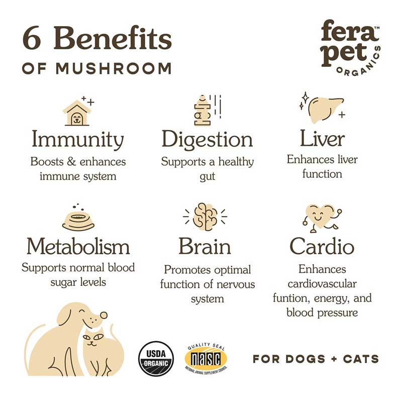 Fera Pet Organics USDA Organic Mushroom Blend for Immune Support For Dogs and Cats - 60g - CreatureLand