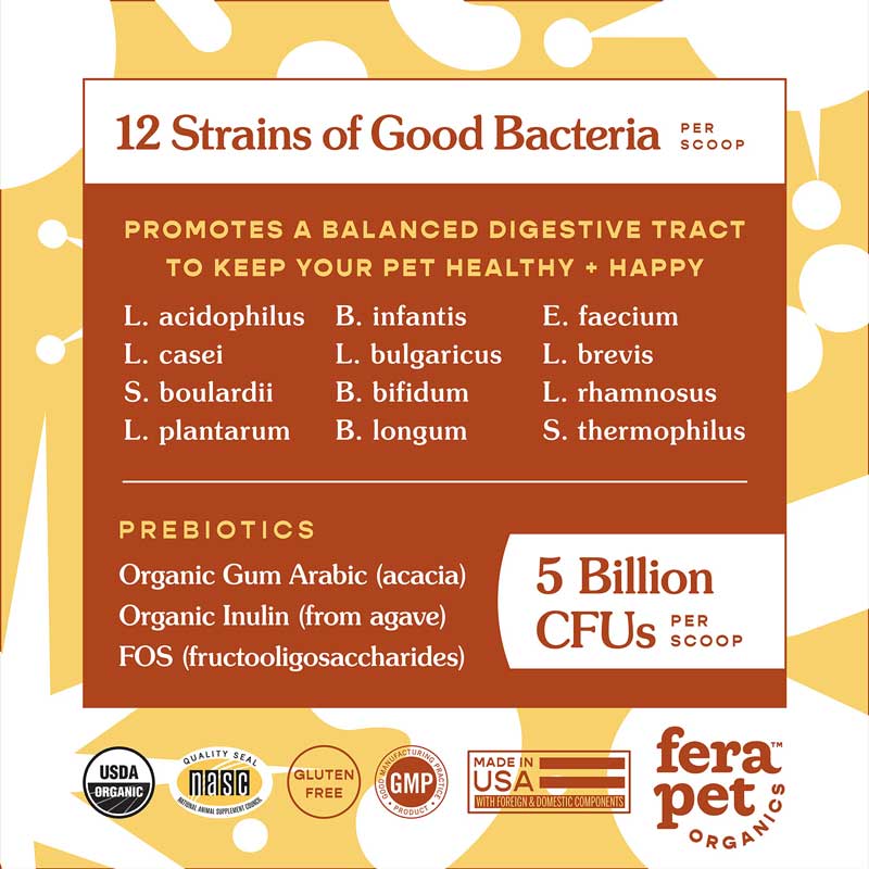 Fera Pet Organics USDA Organic Probiotics with Prebiotics For Dogs and Cats - 72g - CreatureLand