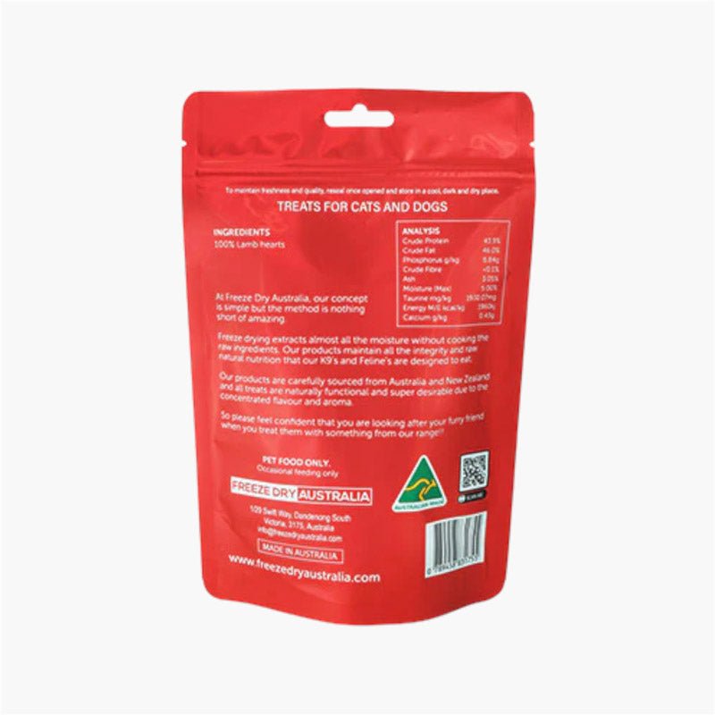 Freeze Dry Australia Freeze Dried Treats | Lamb Hearts (100g) - CreatureLand