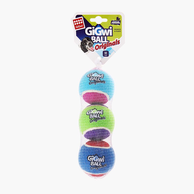 Gigwi Pet Dog Toy Tennis Ball - L | Pack Of 3 Assorted Colours - CreatureLand
