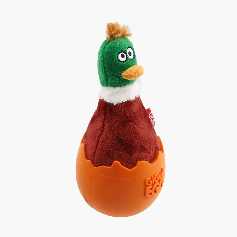 Gigwi Pet Egg Wobble TPR & Plush Dog Toy - Brown Duck - CreatureLand