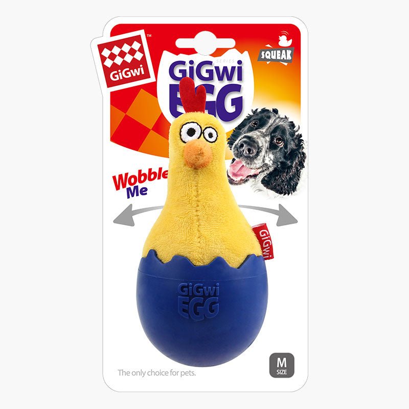Gigwi Pet Egg Wobble TPR & Plush Dog Toy - Chicken - CreatureLand