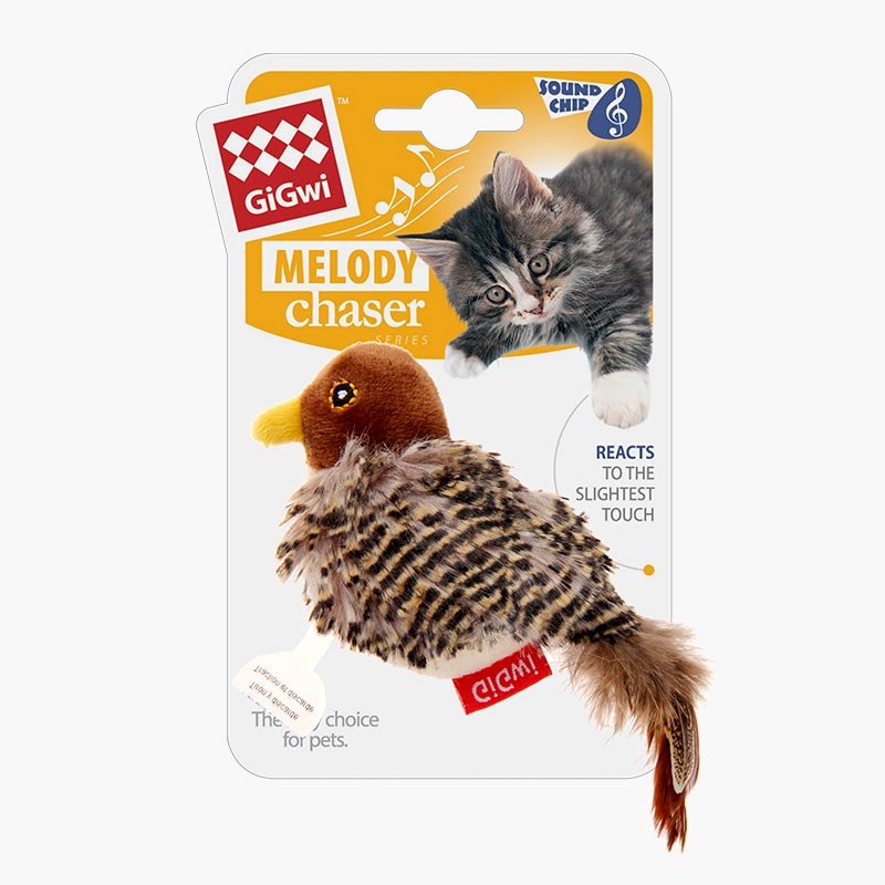 Juguete Interactivo Con Plumas Y Sonido Para Gatos - Pájaro De Felpa Que Chirría, Estimulación Y Ejercicio Felino