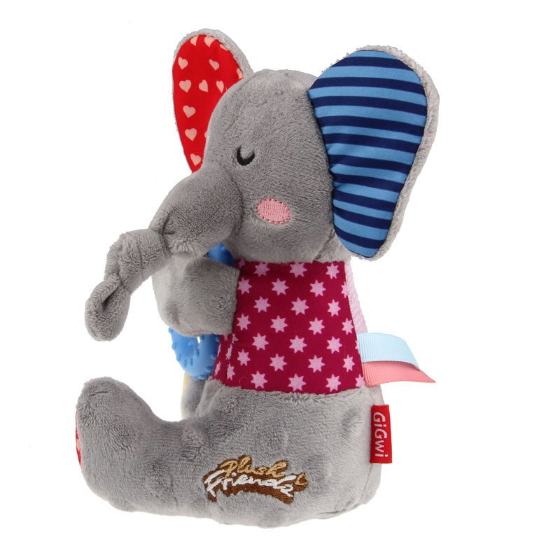 Gigwi Pet Plush Friendz Crinkly TPR Ring Dog Toy - Elephant - CreatureLand
