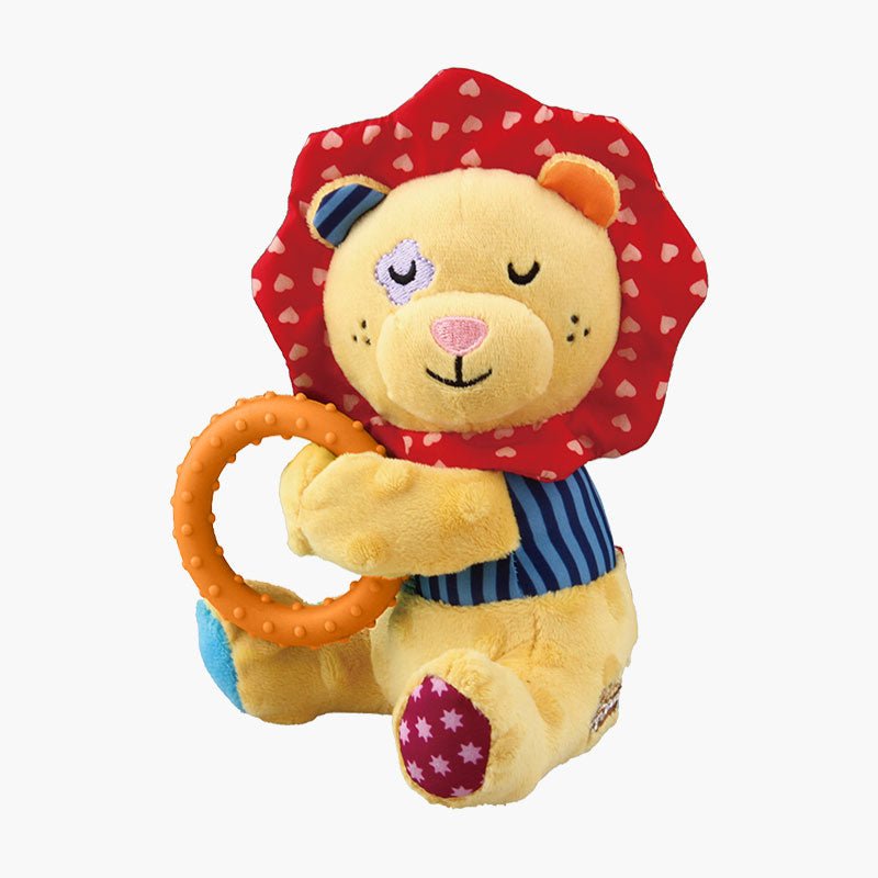 Gigwi Pet Plush Friendz Crinkly TPR Ring Dog Toy - Lion - CreatureLand
