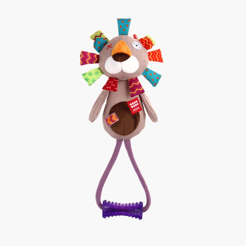 Gigwi Pet Plush Friendz TPR Johnny Stick Dog Toy - Lion - CreatureLand
