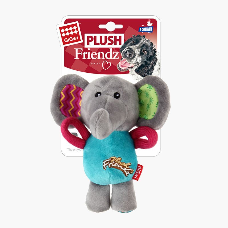 Gigwi Pet Plush Friendz Tug Dog Toy - Elephant - CreatureLand