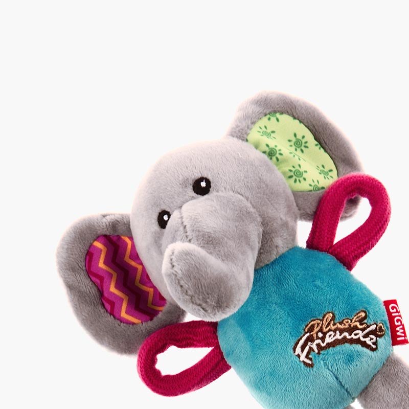 Gigwi Pet Plush Friendz Tug Dog Toy - Elephant - CreatureLand