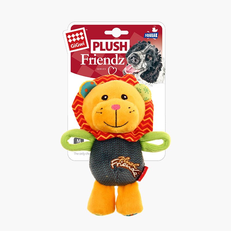 Gigwi Pet Plush Friendz Tug Dog Toy - Lion - CreatureLand