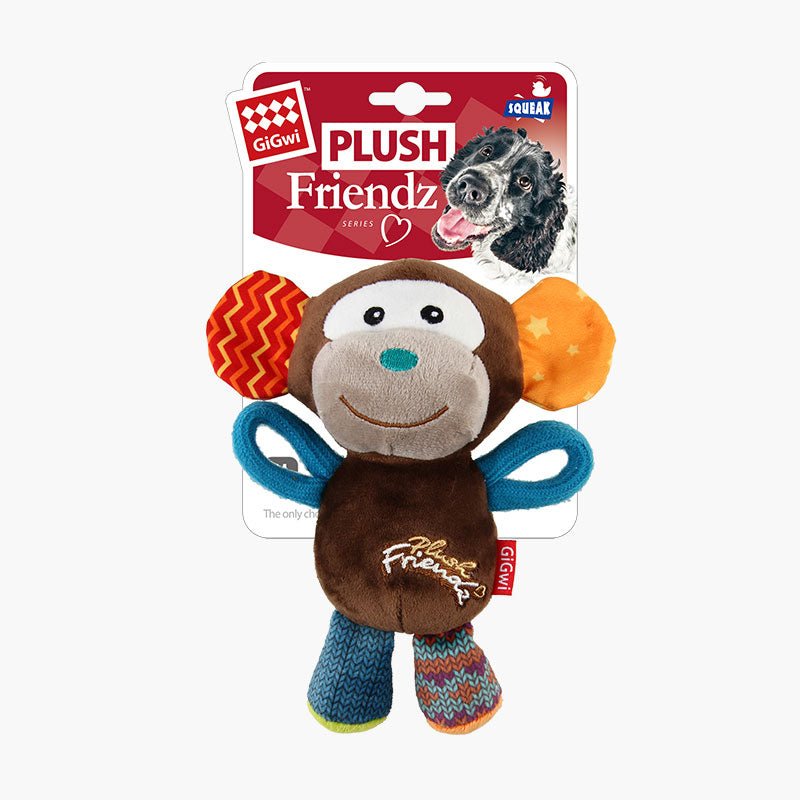 Gigwi Pet Plush Friendz Tug Dog Toy - Monkey - CreatureLand