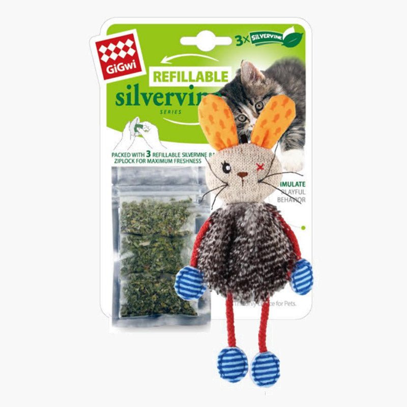 Gigwi Pet Refillable Silvervine Plush Cat Toy - Rabbit - CreatureLand