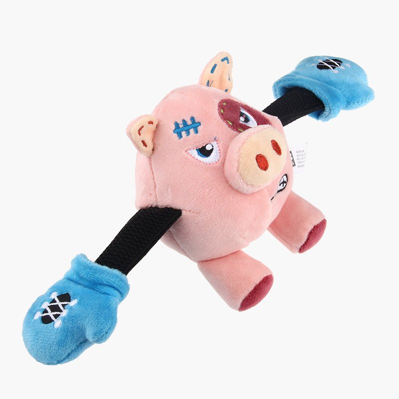 Gigwi Pet Rock Zoo Bungee Plush Dog Toy - Pig - CreatureLand