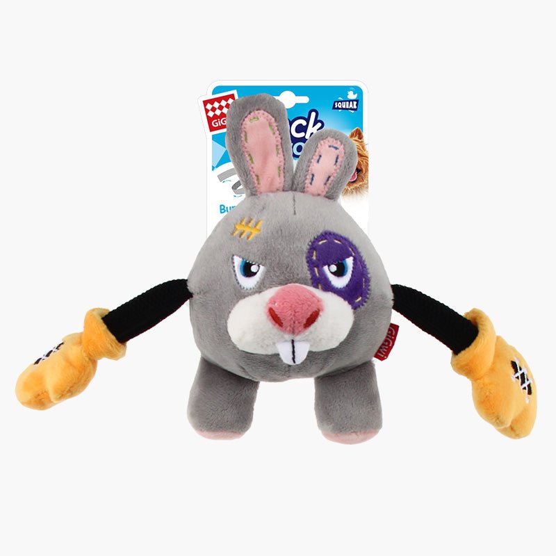 Gigwi Pet Rock Zoo Bungee Plush Dog Toy - Rabbit - CreatureLand