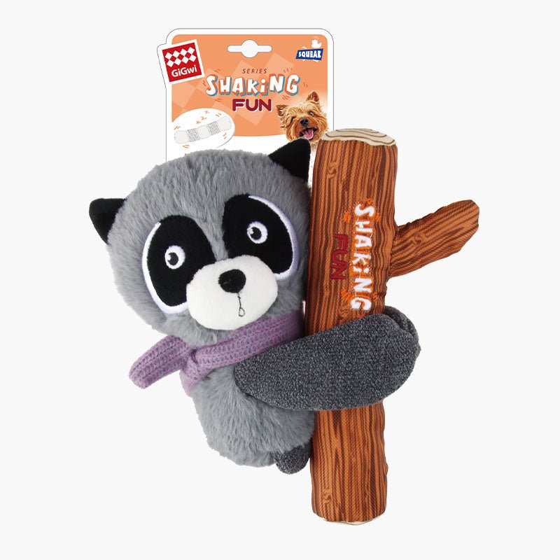 Gigwi Pet Shaking Fun 2-In-1 Plush Dog Toy - Raccoon - CreatureLand