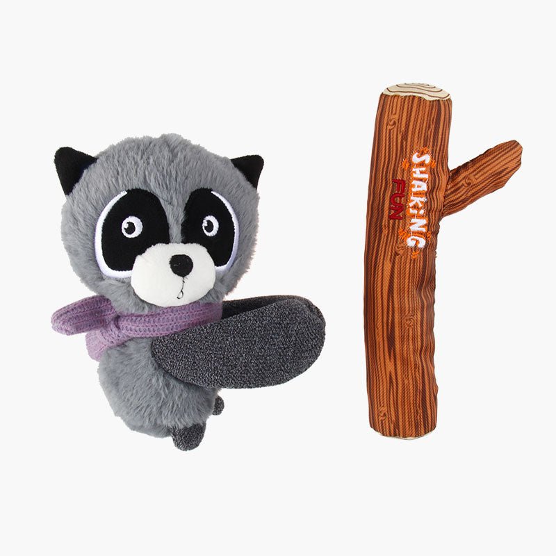 Gigwi Pet Shaking Fun 2-In-1 Plush Dog Toy - Raccoon - CreatureLand