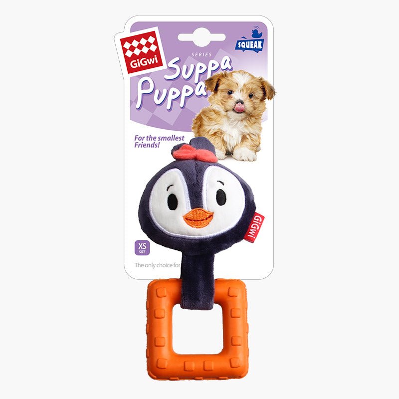 Gigwi Pet Suppa Puppa TPR Ring Plush Dog Toy - Penguin - CreatureLand